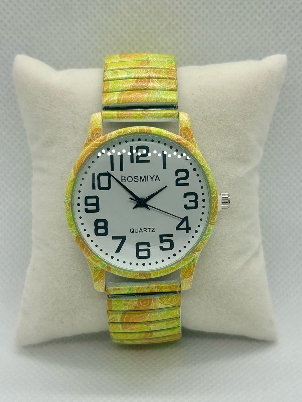 Bosmiya Retro Y2K Stretch Watch Orange Yellow Swirl NWOT